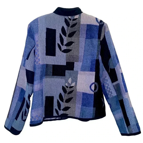 Dress Barn Woman's Color Block Full Zip Cardigan Size Medium Blue Long Sleeve - Picture 5 of 14